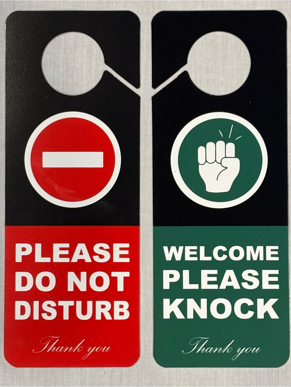 Do Not Disturb and Welcome Please Knock Door Hanger Sign - Reversible 2 Pack